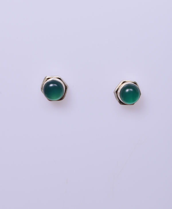 Green Onyx Studs - Platear