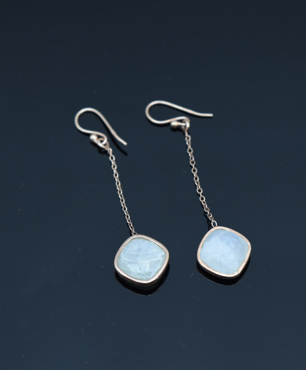 Small DOUBLE LEAF Blue Moonstone Earrings - Conni Mainne