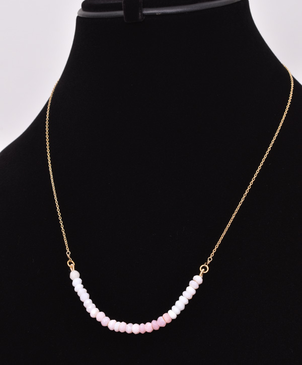 Pink Opal Gold Plated Openable Necklace - Platear