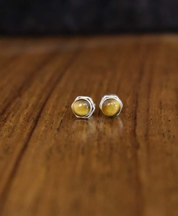 Tiger Eye & Silver Studs - Platear