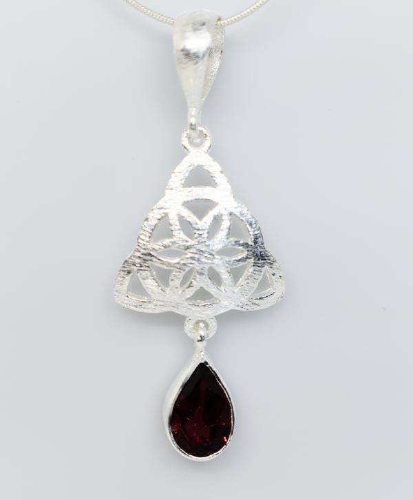 Large Red Garnet Heart Necklace - Double Diamond Heart Pendant - White –  Spirit Art USA